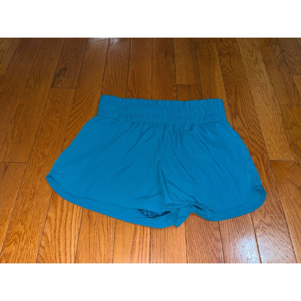 JoyLab Teal Blue Smocked High Rise Running Shorts Medium Activewear Pocketed